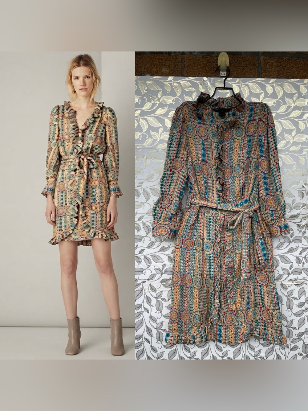 Marc by Marc Jacobs Silk Dress 6 Boho Whimsigoth Ruffle Belted Midi Vintage